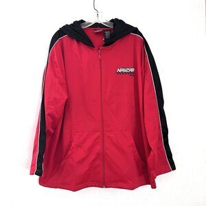 NASCAR Size 22W/24W Womens Jacket Hooded Zip Red Black Full Throttle Jerry Leigh